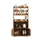 Meuble de cuisine compact pour four à micro-ondes et étagères ouvertes en bois pour coin café