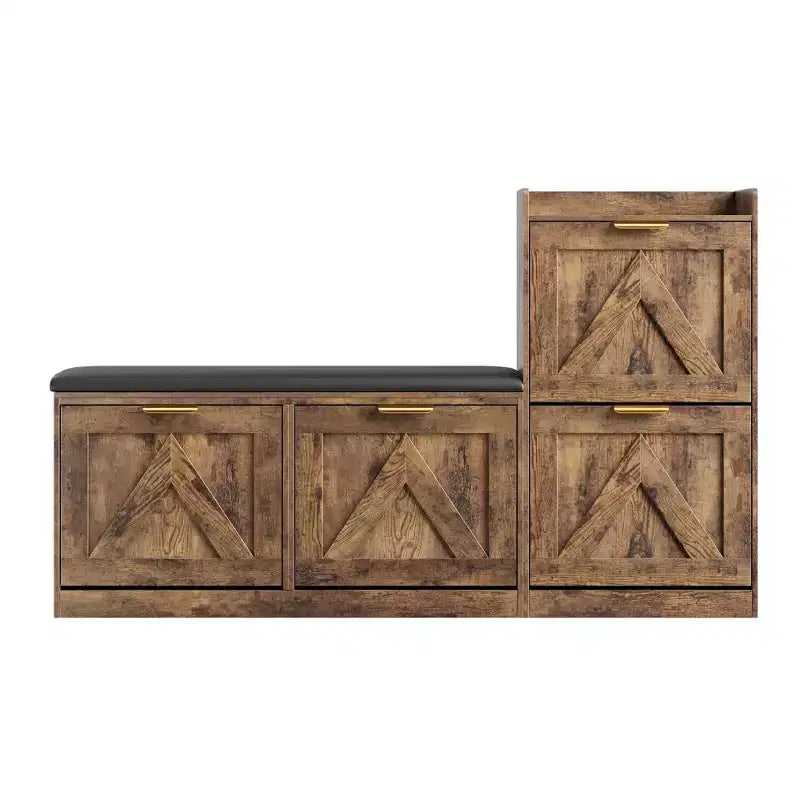 Meuble à Chaussures sur Pied Banc Porte-Chaussures avec 4 Tiroirs à Abattant