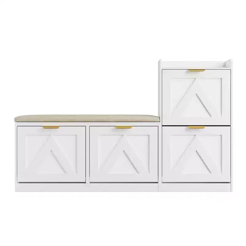 Meuble à Chaussures sur Pied Banc Porte-Chaussures avec 4 Tiroirs à Abattant