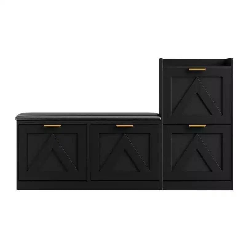 Meuble à Chaussures sur Pied Banc Porte-Chaussures avec 4 Tiroirs à Abattant