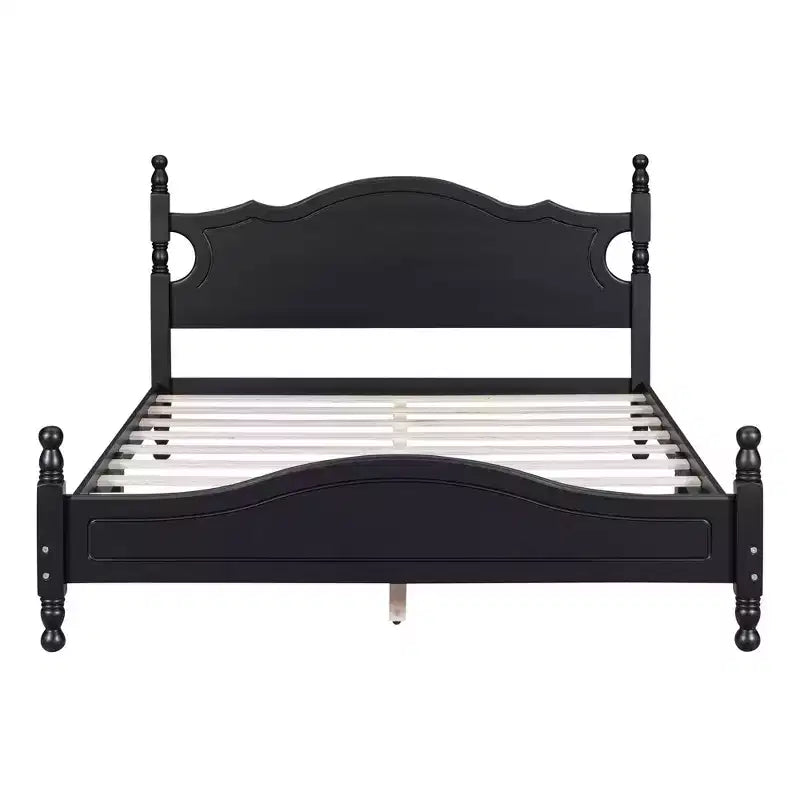 Cadre de lit plateforme rétro en bois avec lattes en bois