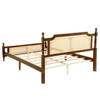 Lit plateforme Queen Size avec tête et pied de lit en rotin, lit en bois et rotin