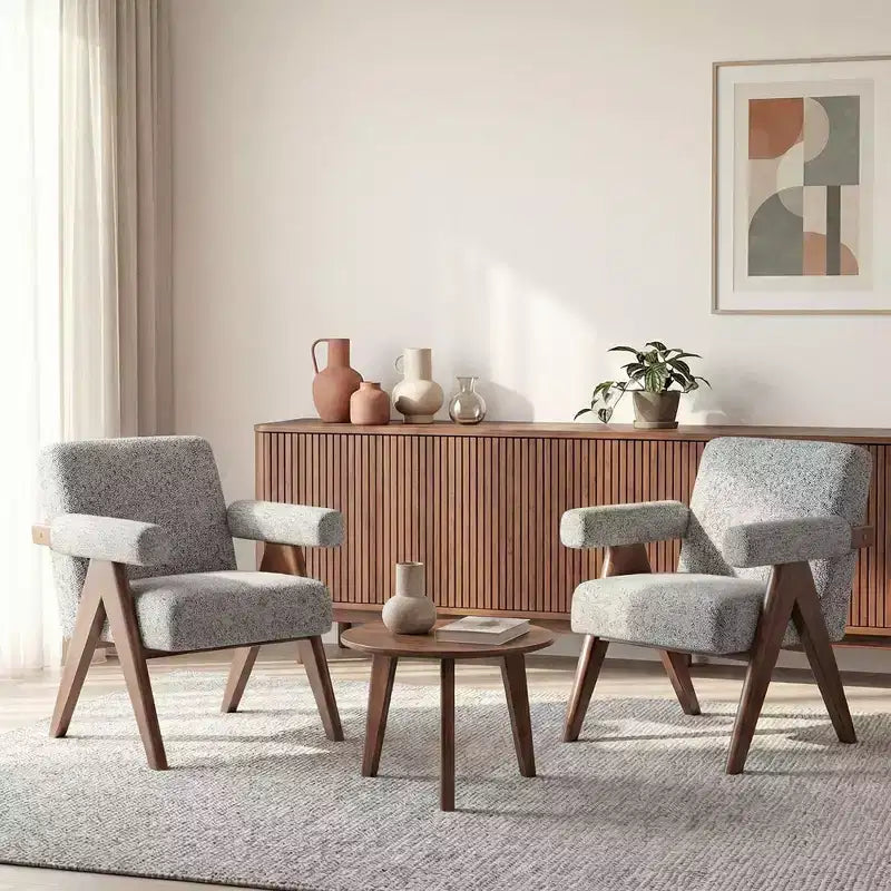 Fauteuil moderne rembourré avec cadre en bois massif