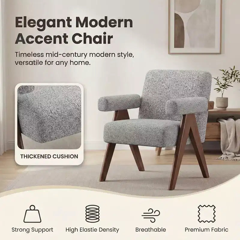 Fauteuil moderne rembourré avec cadre en bois massif