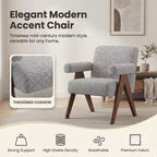 Fauteuil moderne rembourré avec cadre en bois massif