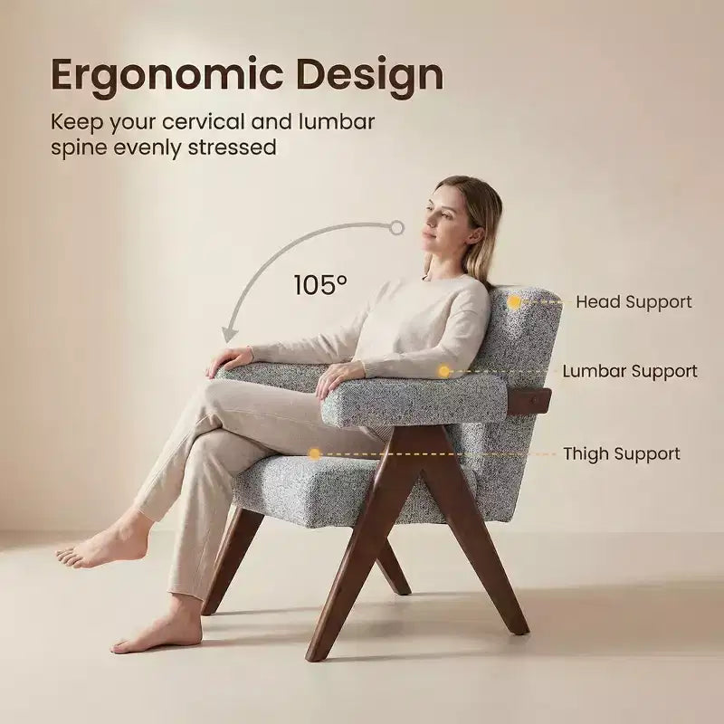 Fauteuil moderne rembourré avec cadre en bois massif