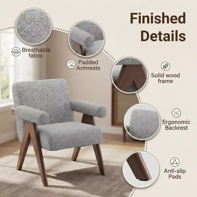 Fauteuil moderne rembourré avec cadre en bois massif