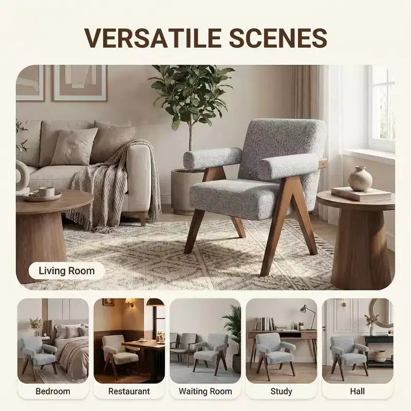 Fauteuil moderne rembourré avec cadre en bois massif