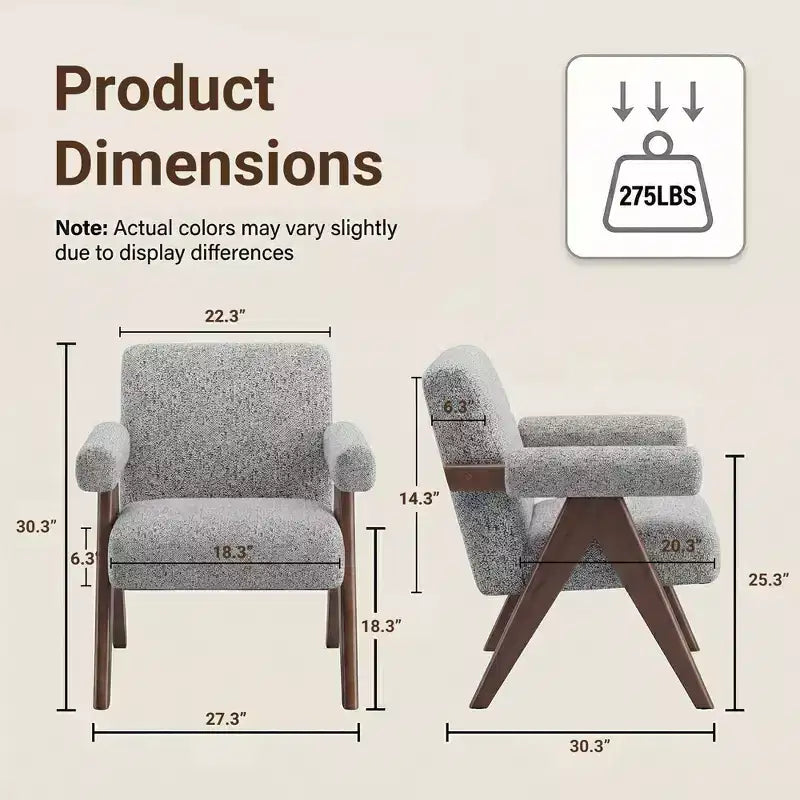 Fauteuil moderne rembourré avec cadre en bois massif
