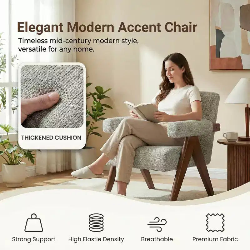 Fauteuil moderne rembourré avec cadre en bois massif