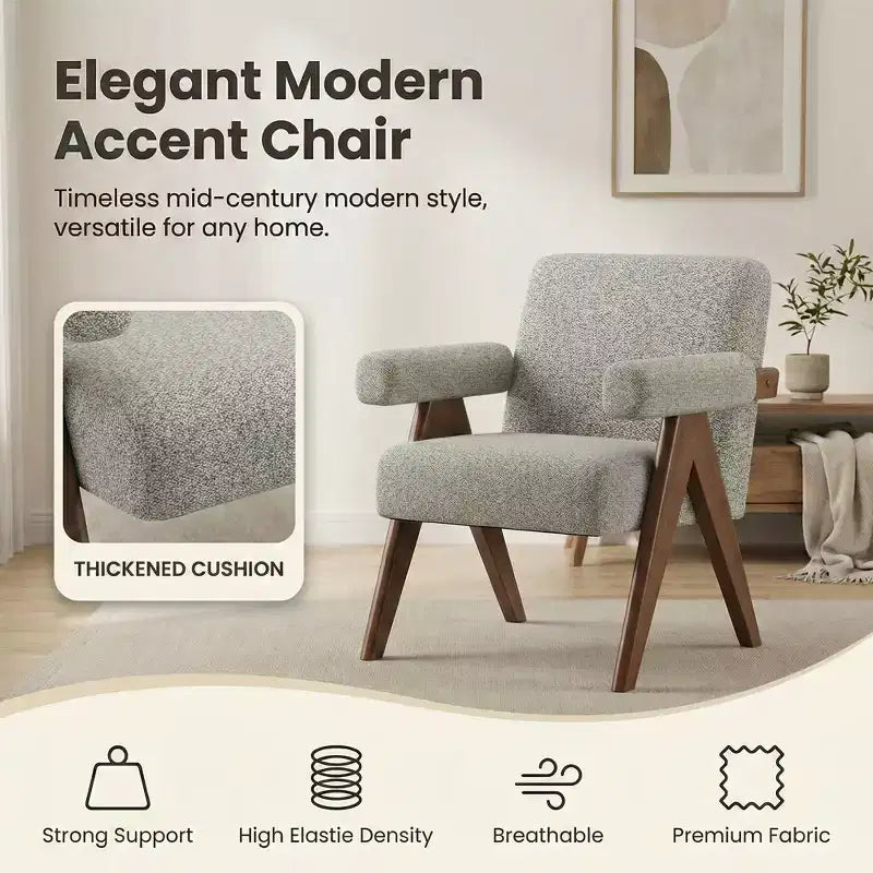 Fauteuil moderne rembourré avec cadre en bois massif