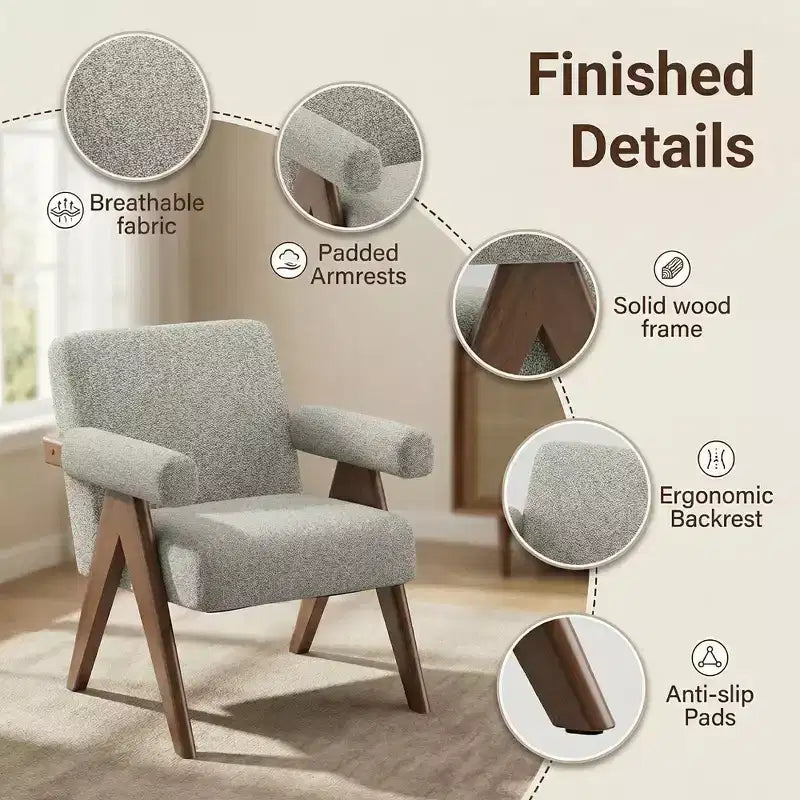 Fauteuil moderne rembourré avec cadre en bois massif