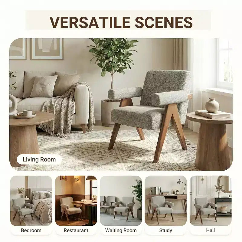 Fauteuil moderne rembourré avec cadre en bois massif