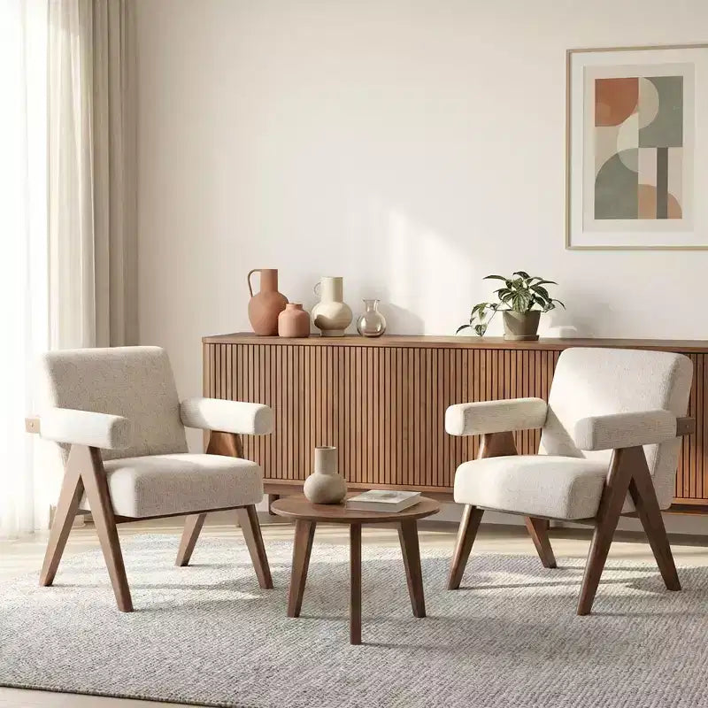 Fauteuil moderne rembourré avec cadre en bois massif