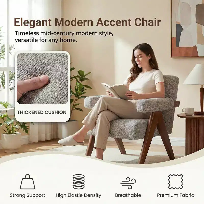 Fauteuil moderne rembourré avec cadre en bois massif