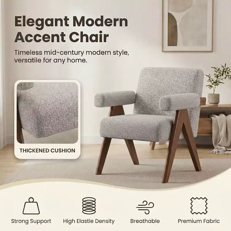Fauteuil moderne rembourré avec cadre en bois massif
