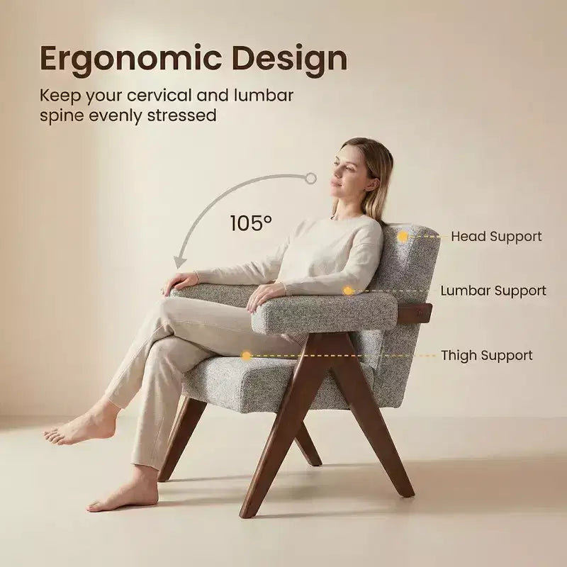 Fauteuil moderne rembourré avec cadre en bois massif