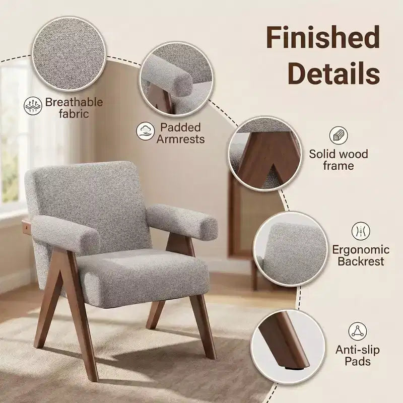 Fauteuil moderne rembourré avec cadre en bois massif