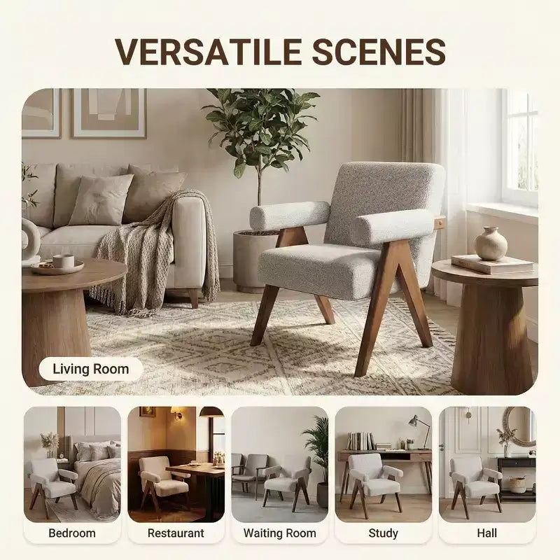 Fauteuil moderne rembourré avec cadre en bois massif