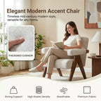 Fauteuil moderne rembourré avec cadre en bois massif
