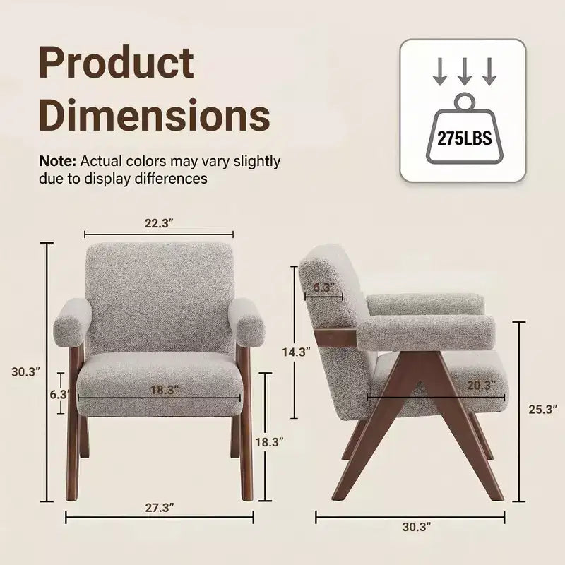 Fauteuil moderne rembourré avec cadre en bois massif
