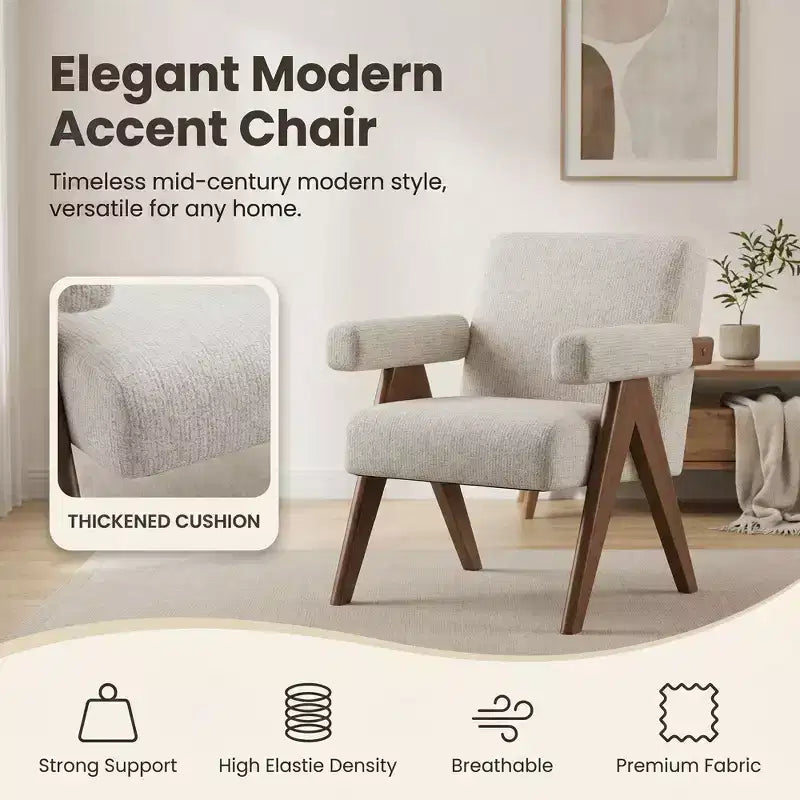 Fauteuil moderne rembourré avec cadre en bois massif