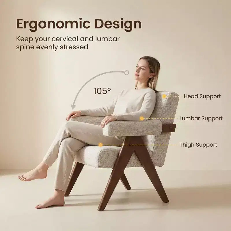 Fauteuil moderne rembourré avec cadre en bois massif