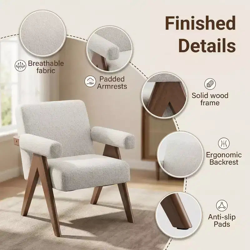 Fauteuil moderne rembourré avec cadre en bois massif