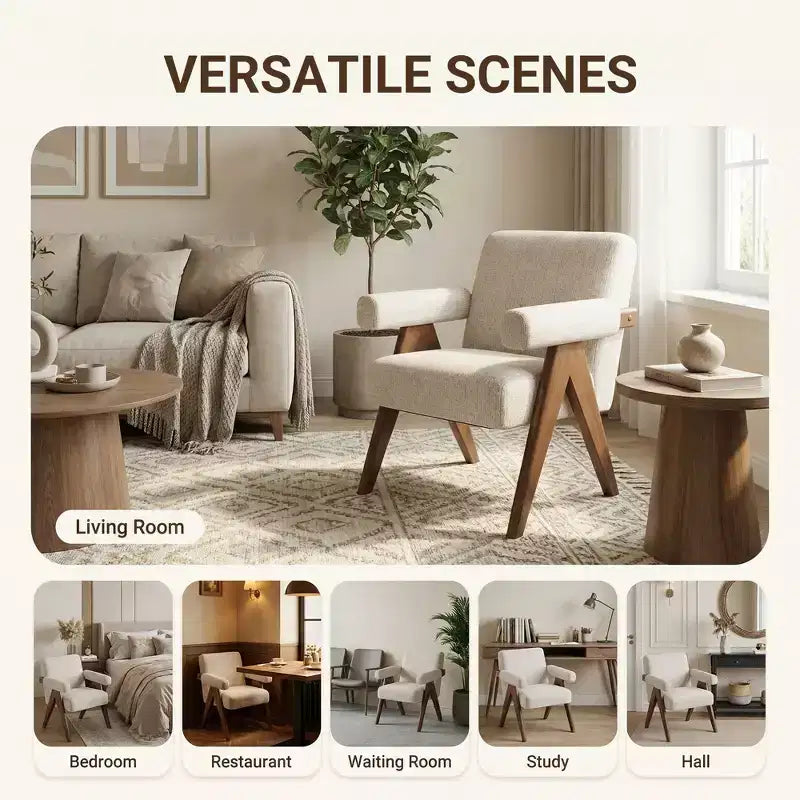 Fauteuil moderne rembourré avec cadre en bois massif