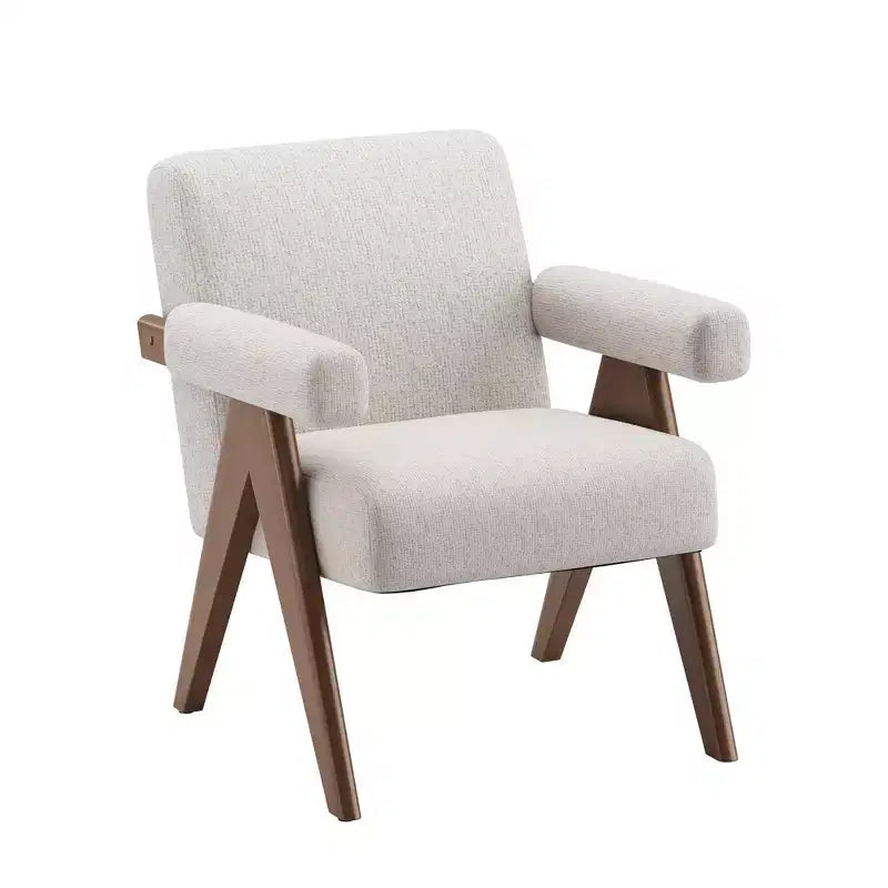 Modern Accent Chair Upholstered Solid Wood Frame Armchair with Ergonomic Recline for Living Room Bedroom & Small Place
