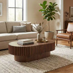Table basse moderne artisanale Table basse ovale Table basse en bois