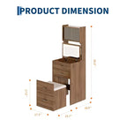 Coiffeuse 3-en-1 compacte avec portes en acrylique, boîte à bijoux et chaise intégrée