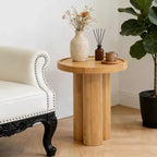 Table d'appoint ronde moderne en bois avec base piédestal