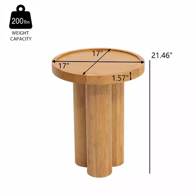 Table d'appoint ronde moderne en bois avec base piédestal