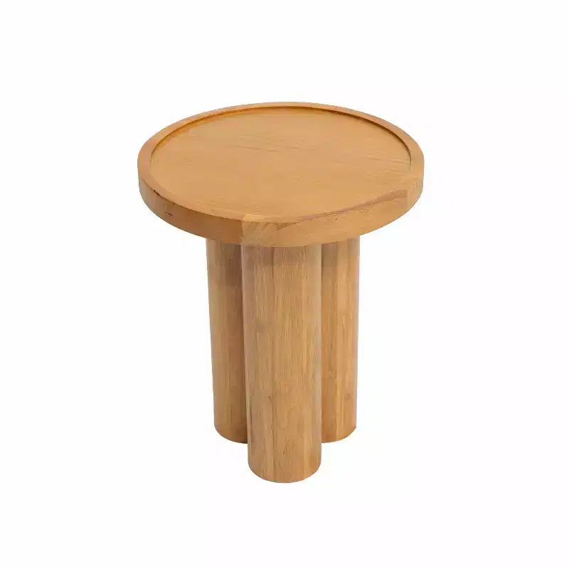 Table d'appoint ronde moderne en bois avec base piédestal