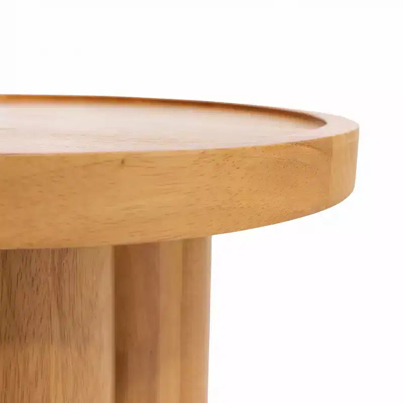 Table d'appoint ronde moderne en bois avec base piédestal