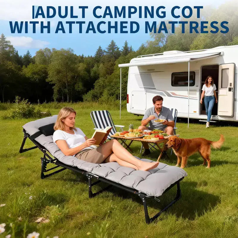 Lit de camp pliant portable Oxford double couche pour adultes Lit de camping pliable