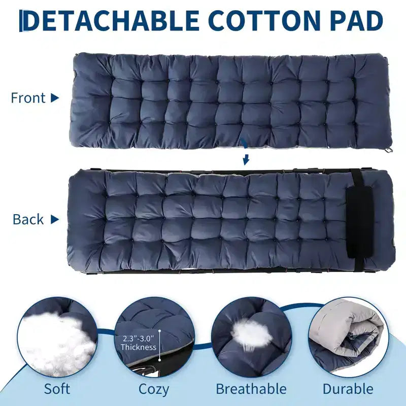 Lit de camp pliant portable Oxford double couche pour adultes Lit de camping pliable