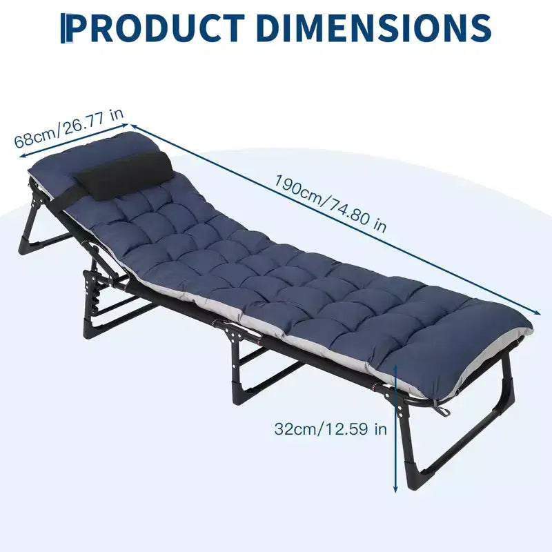 Lit de camp pliant portable Oxford double couche pour adultes Lit de camping pliable