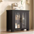 33 Sideboard Buffet Cabinet Entryway Coffee Bar Cabinet with Glass Doors Modern Media Console Table Accent Credenza for Living Room Kitchen