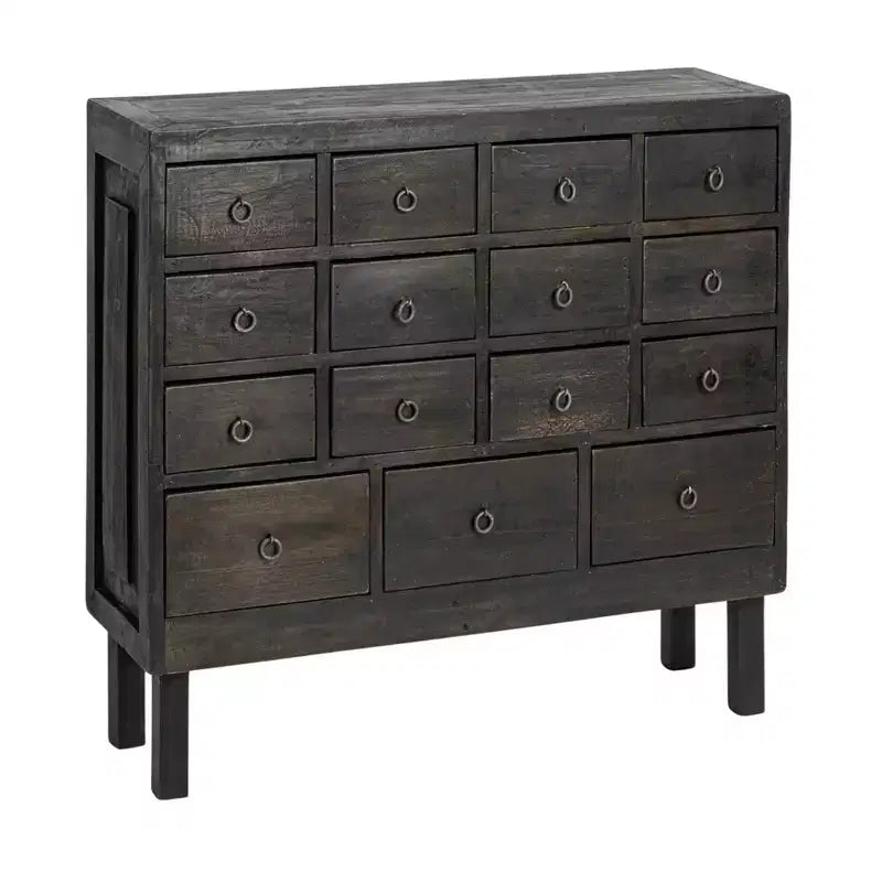 Storied Home Apothecary Cabinet with 15 Drawers Black