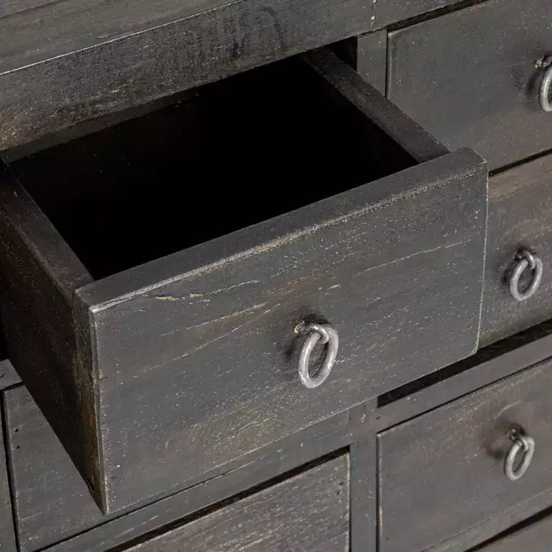 Armoire d'apothicaire à 15 tiroirs noire
