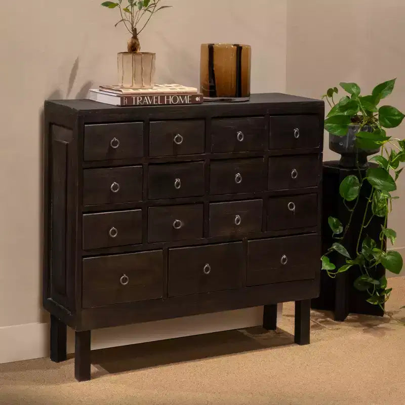 Armoire d'apothicaire à 15 tiroirs noire
