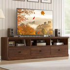 70-Inch TV Console Media Cabinet Mid Century Modern Entertainment Center with Storage Drawer & Open Shelves Fits TVs Up to 80 for Living Room