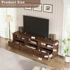 Meuble TV Console Media Mid-Century Moderne avec Tiroir de Rangement et Étagères Ouvertes