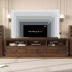 Meuble TV Console Media Mid-Century Moderne avec Tiroir de Rangement et Étagères Ouvertes
