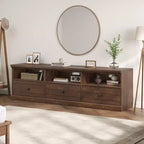 Meuble TV Console Media Mid-Century Moderne avec Tiroir de Rangement et Étagères Ouvertes