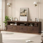 Meuble TV Console Media Mid-Century Moderne avec Tiroir de Rangement et Étagères Ouvertes