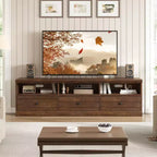 Meuble TV Console Media Mid-Century Moderne avec Tiroir de Rangement et Étagères Ouvertes