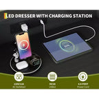 Commode haute moderne à 9 tiroirs avec lumières contrôlées par application et station de charge